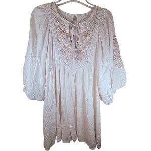 Anthropologie Viveka Ivory Embroidered Lace Mini Dress Womens Size S
